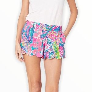 Lilly Pulitzer Blue Pink Dahlia Shorts NWOT